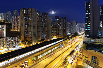 Fototapeta na wymiar kwun tong downtown at night