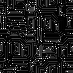 Technical vector seamless pattern with circuit board