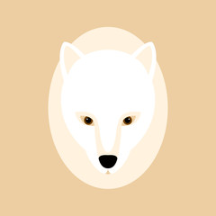 polar fox head vector illustration style Flat