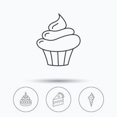 Cake, cupcake and ice cream icons.