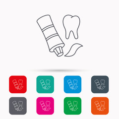 Toothpaste icon. Teeth health care sign.