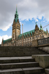 Fototapeta premium Rathaus Hamburg Germany with steps