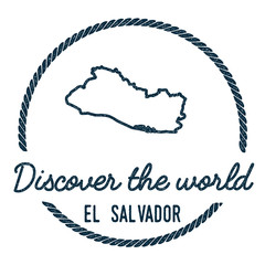 El Salvador Map Outline. Vintage Discover the World Rubber Stamp with El Salvador Map. Hipster Style Nautical Rubber Stamp, with Round Rope Border. Country Map Vector Illustration.