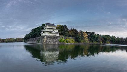 Fototapeta na wymiar Panoramic view of Beautiful Nagoya Castle reflection, Aichi Pref