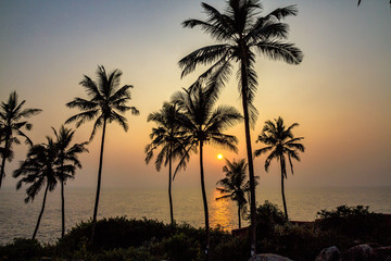 Fototapeta na wymiar Südindien - Sonnenuntergang in Kovalam