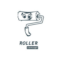 Paint roller cartoon isolated on white