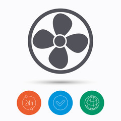 Ventilation icon. Air ventilator or fan sign.