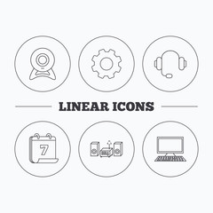 Web camera, headphones and computer icons.