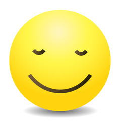 Vector Single Yellow Emoticon - Calm Smile Face