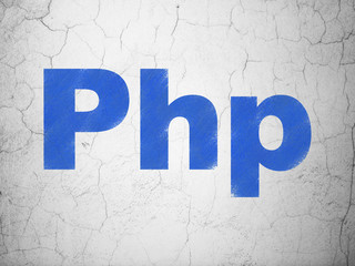 Database concept: Php on wall background