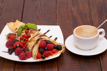 Crepes With Berries and Chocolate topping