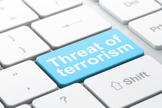 Politics concept: Threat Of Terrorism on computer keyboard background