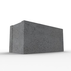 Single Gray Concrete Cinder Block Isolated on White. 3D illustration - 122078585