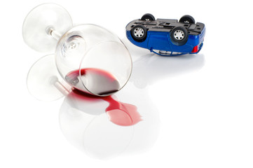 turn the car and glass of wine. does not drink driving