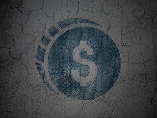 Fototapeta na wymiar Money concept: Dollar Coin on grunge wall background