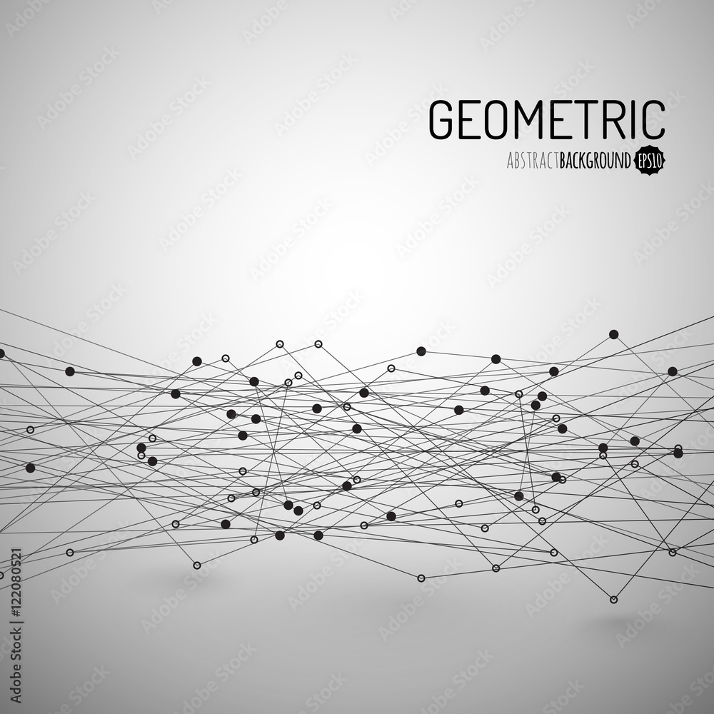 Aufkleber Abstract Background with Dots Array and Lines. Connection Structure. Geometric Modern Technology Concept. Digital Data Visualization. Abstract Infographic Concept