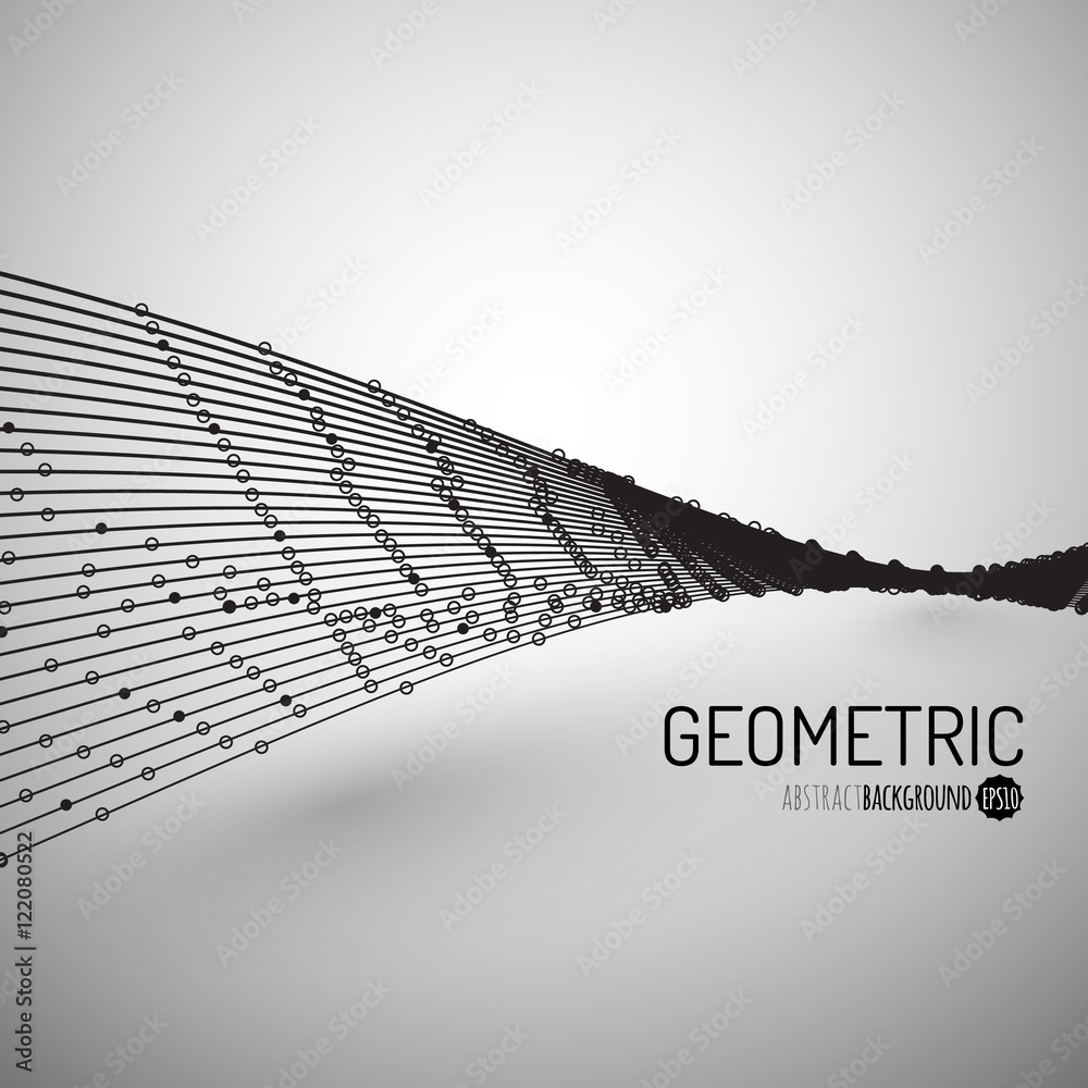 Poster Abstract Background with Dots Array and Lines. Connection Structure. Geometric Modern Technology Concept. Digital Data Visualization. Abstract Infographic Concept