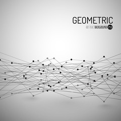 Abstract Background with Dots Array and Lines. Connection Structure. Geometric Modern Technology Concept. Digital Data Visualization. Abstract Infographic Concept