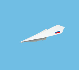 Naklejka na ściany i meble Plane made from paper with flag.