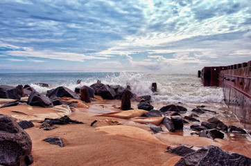 Ocean Waves and Jetty