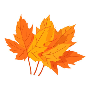 Autumn leaves icon in cartoon style isolated on white background. Plant symbol vector illustration