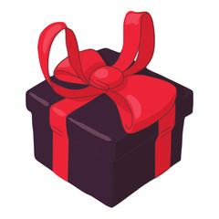 Box with bow icon in cartoon style isolated on white background. Purchase symbol vector illustration