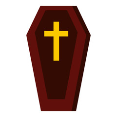 Coffin icon in flat style isolated on white background. Death symbol vector illustration