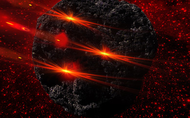 Large asteroid/3D rendering of an asteroid