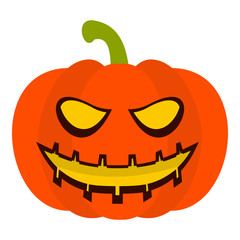 Pumpkin lantern icon in flat style isolated on white background. Halloween symbol vector illustration
