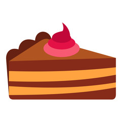 Piece of cake with cream icon in flat style isolated on white background. Food symbol vector illustration