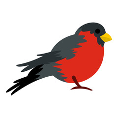 Bird with red plumage icon in flat style isolated on white background. Fly symbol vector illustration