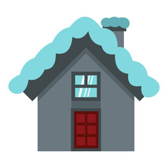 House with snow on roof icon in flat style isolated on white background. Building symbol vector illustration