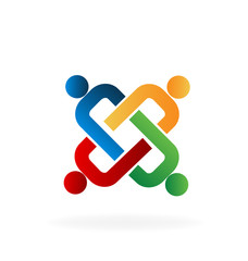 Logo unity business people . Can represent teamwork,partners,family,workers,groups,children,union,success, event,party icon template