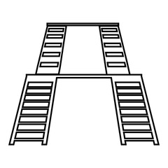 Double ladders icon in outline style isolated on white background. Construction symbol vector illustration