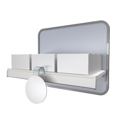 supermarket shelf with blank products and circle wobbler