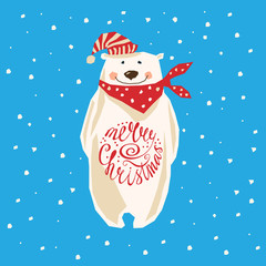 Christmas card with polar bear