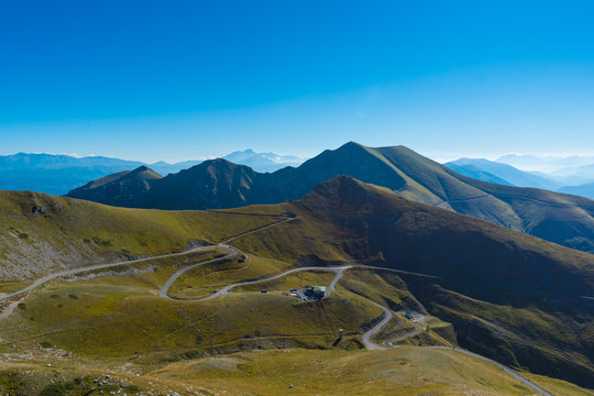 "Monte Terminillo", a hike on trails up to 2216 meters of the summit. Terminillo Mount is named the Mountain of Rome. It is located in Apennine range, some 20 km from Rieti and 100 km from Rome