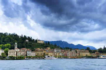 Fototapeta na wymiar Stormy clouds over Como Lake, Italy, Europe