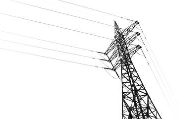 High voltage post or High voltage tower isolated on white background