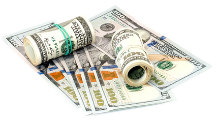 Fototapeta premium Bundle of US 100 dollars bank notes