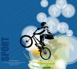 Obraz na płótnie Canvas Vector silhouette cycling on abstract background