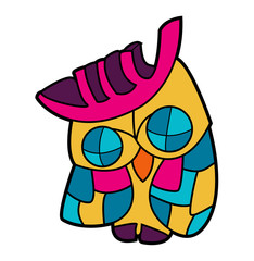 Colored vector owl, civetta colorata vettoriale