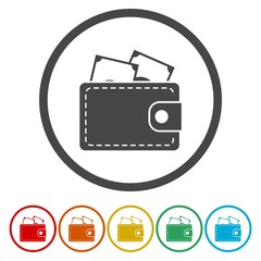 Color wallet icon, button, symbol set