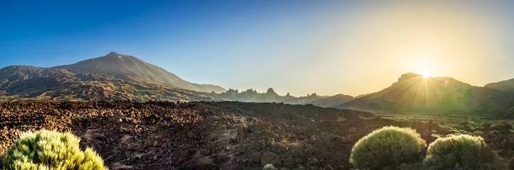 Foto op Canvas Panorama of "Las Cañadas" with Volcano "Teide" at Tenerife, Canary Islands, at sunrise © Neissl