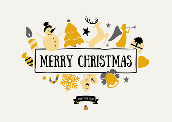 Fototapeta premium Merry Christmas decoration and card design. Happy New Year