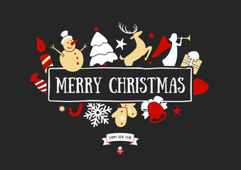 Merry Christmas decoration and card design. Happy New Year