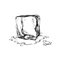 hand draw ice cuben vector illustration