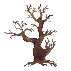 Halloween tree Watercolor hand drawn icon