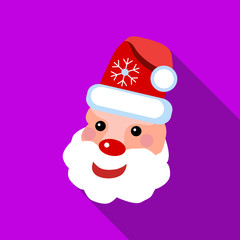 Santa Claus icon in flat style with long shadow vector illustration