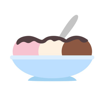 Ice cream vector illustration. Assorted ice cream in a bowl